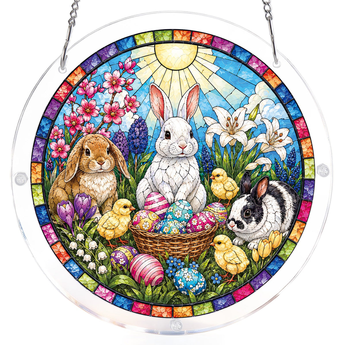 Spring Bunny Garden Light Suncatcher-Acrylic Window Art