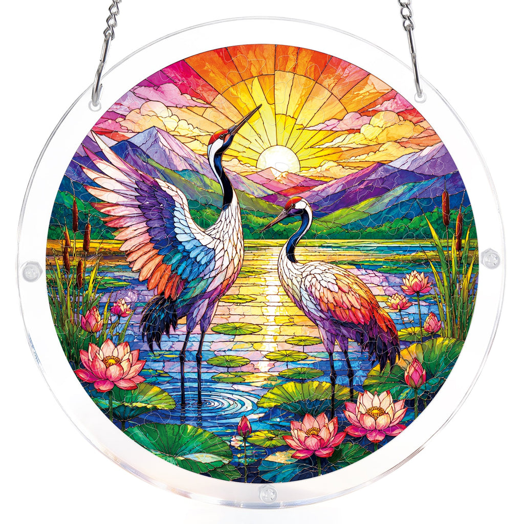 Cranes at Sunrise Light Suncatcher-Acrylic Window Art