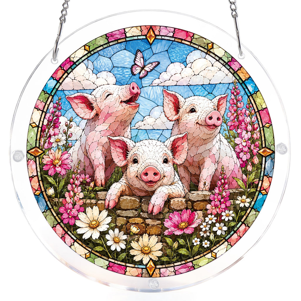 Meadow Piglets Light Suncatcher-Acrylic Window Art