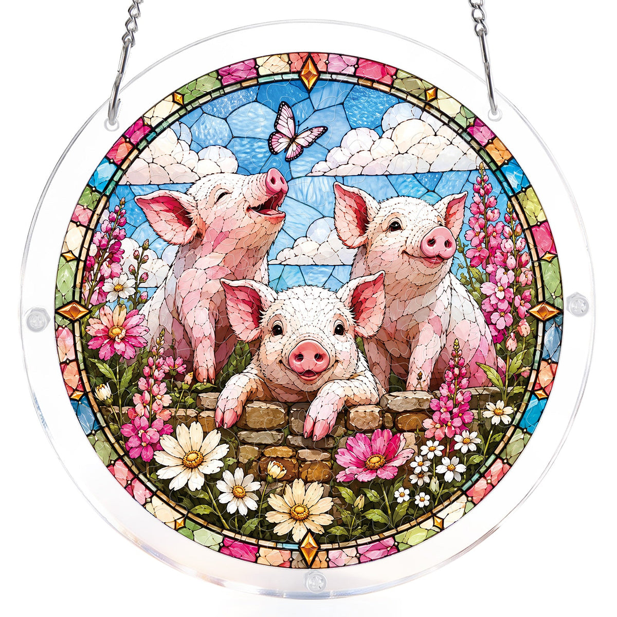 Meadow Piglets Light Suncatcher-Acrylic Window Art