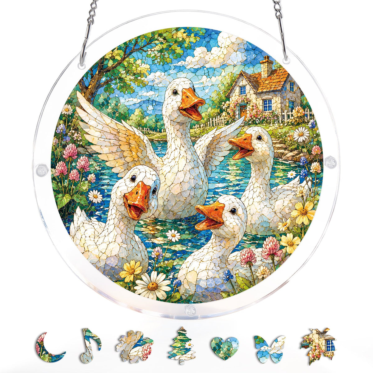 Lakeside Goose Garden Light Suncatcher-Acrylic Window Art