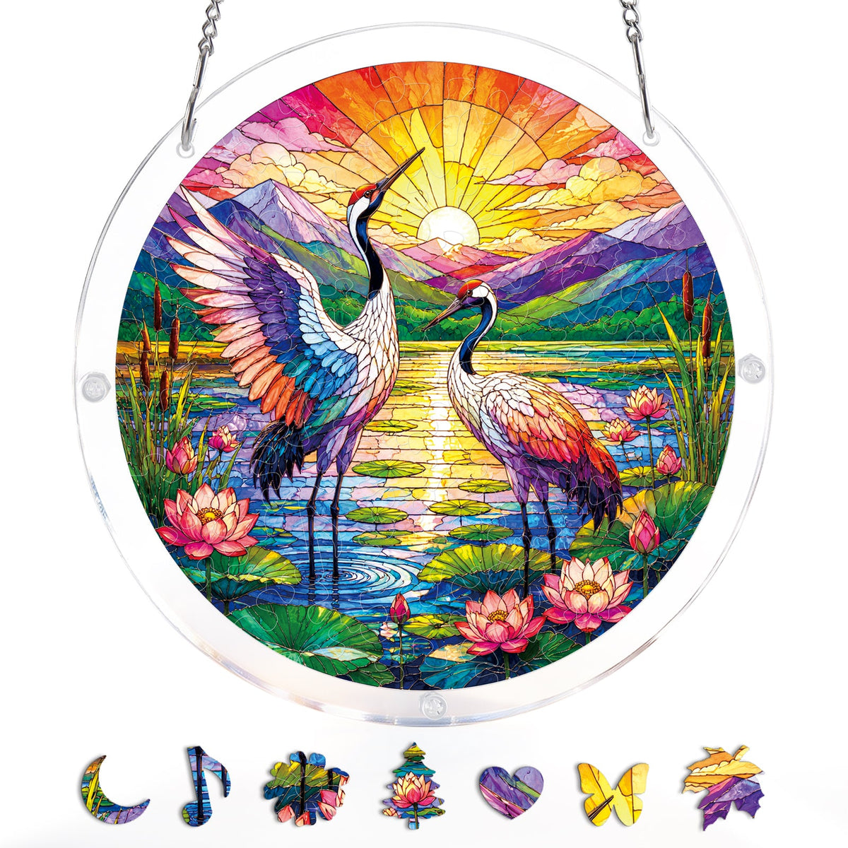 Cranes at Sunrise Light Suncatcher-Acrylic Window Art