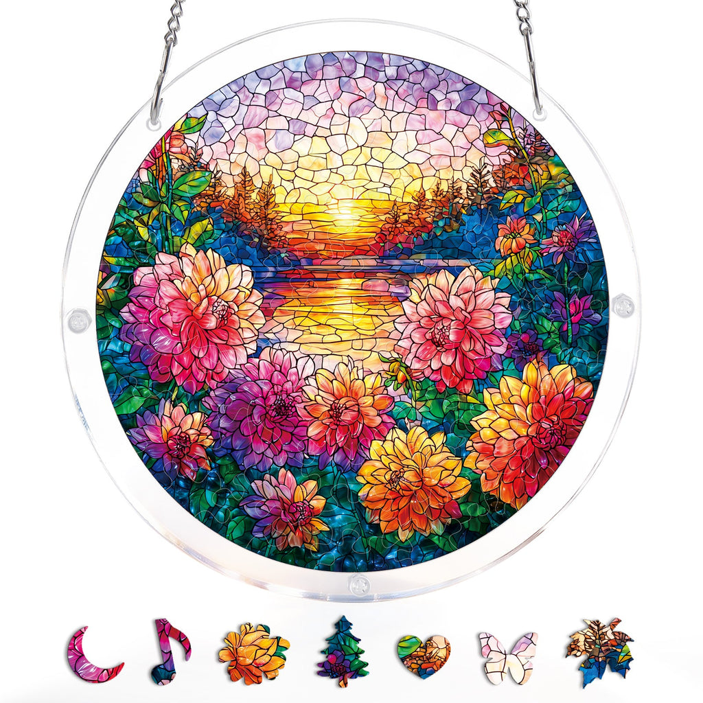 Floral Sunset Haven Light Suncatcher-Acrylic Window Art