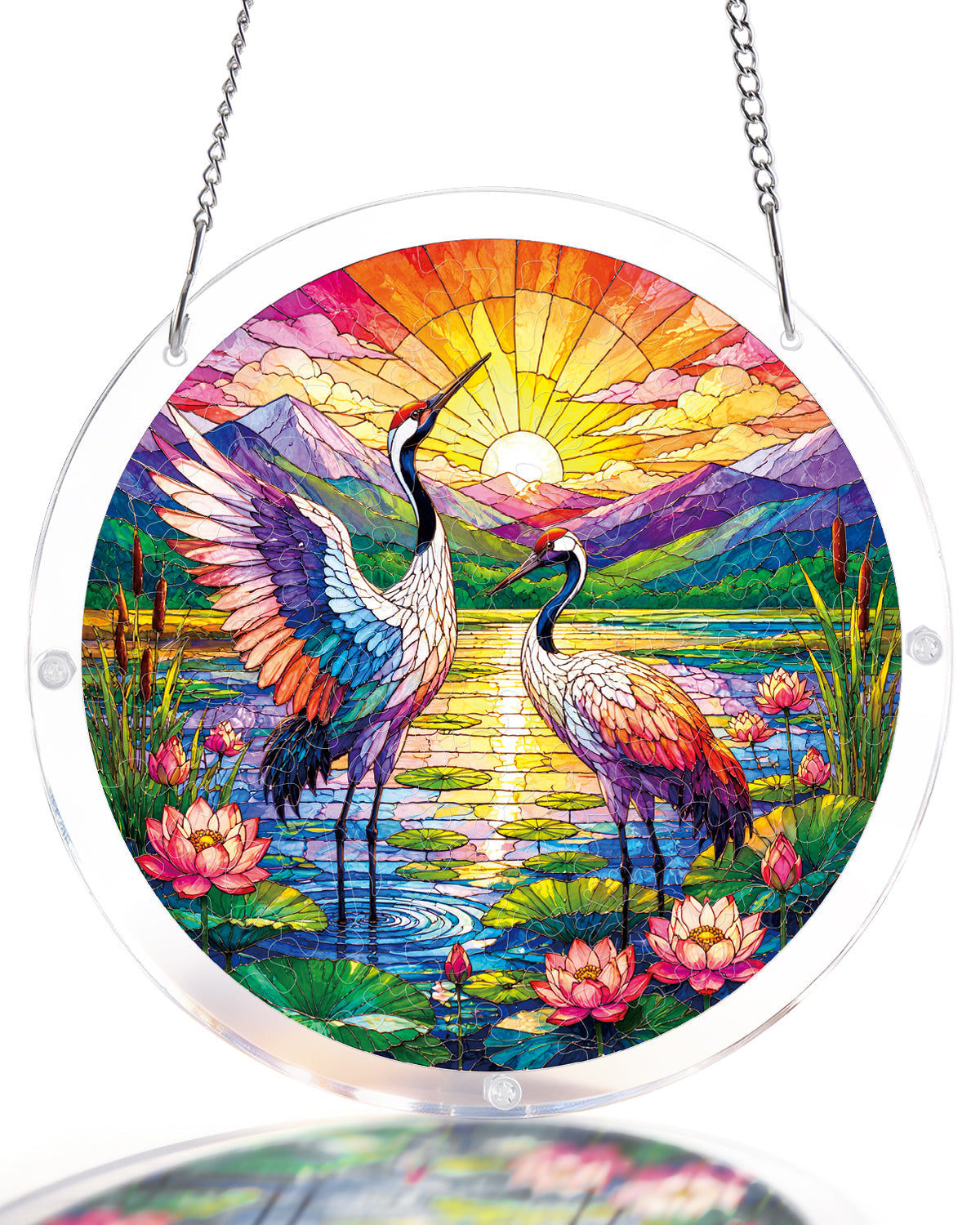 Cranes at Sunrise Light Suncatcher-Acrylic Window Art