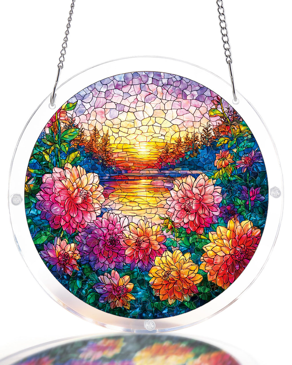 Floral Sunset Haven Light Suncatcher-Acrylic Window Art