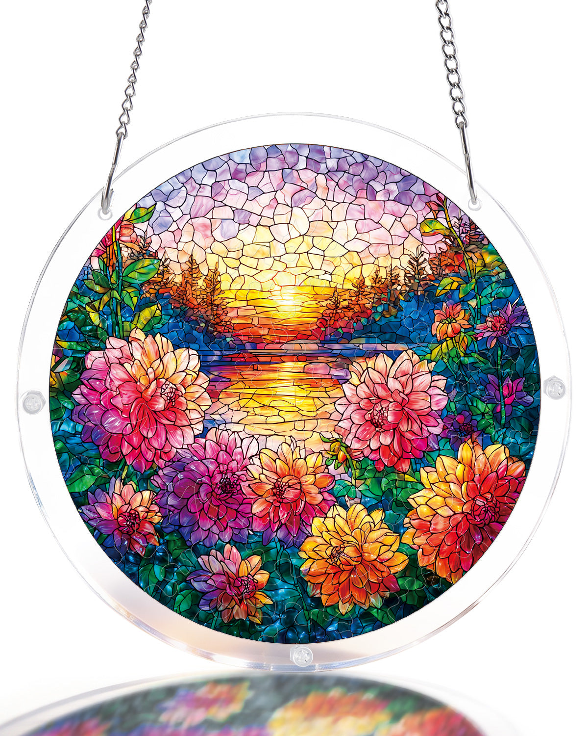 Floral Sunset Haven Light Suncatcher-Acrylic Window Art