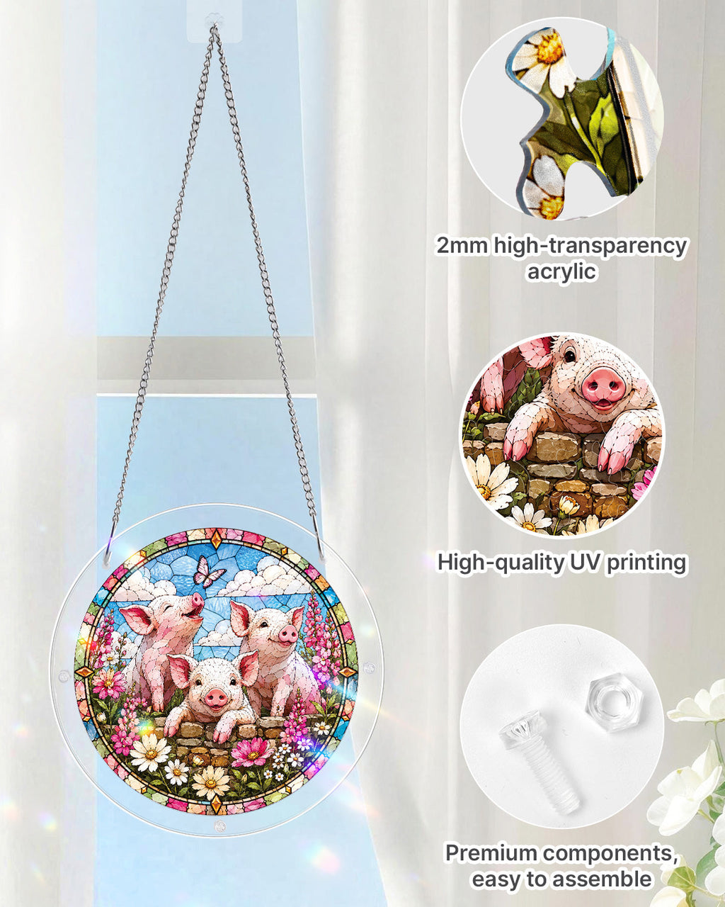 Meadow Piglets Light Suncatcher-Acrylic Window Art