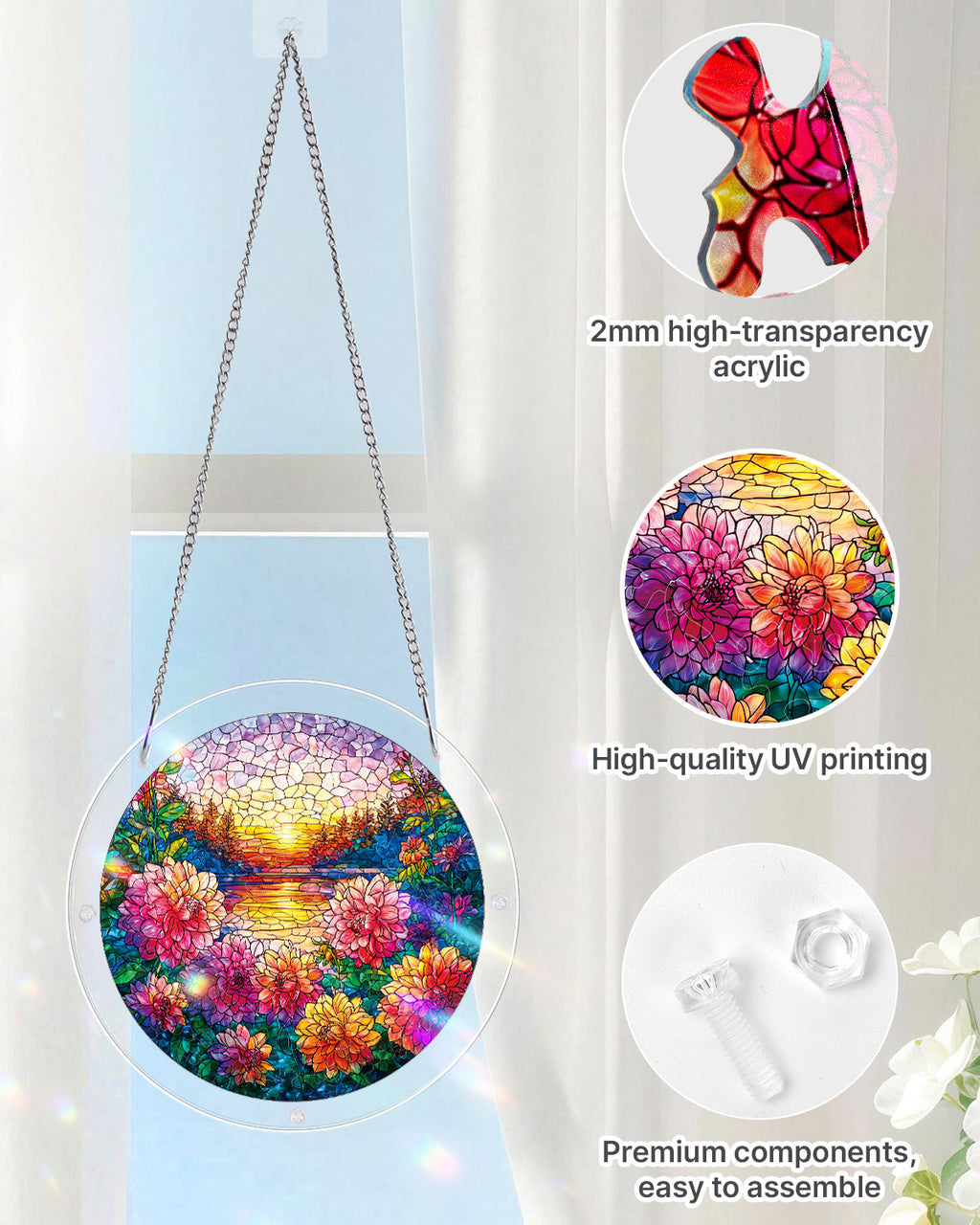 Floral Sunset Haven Light Suncatcher-Acrylic Window Art
