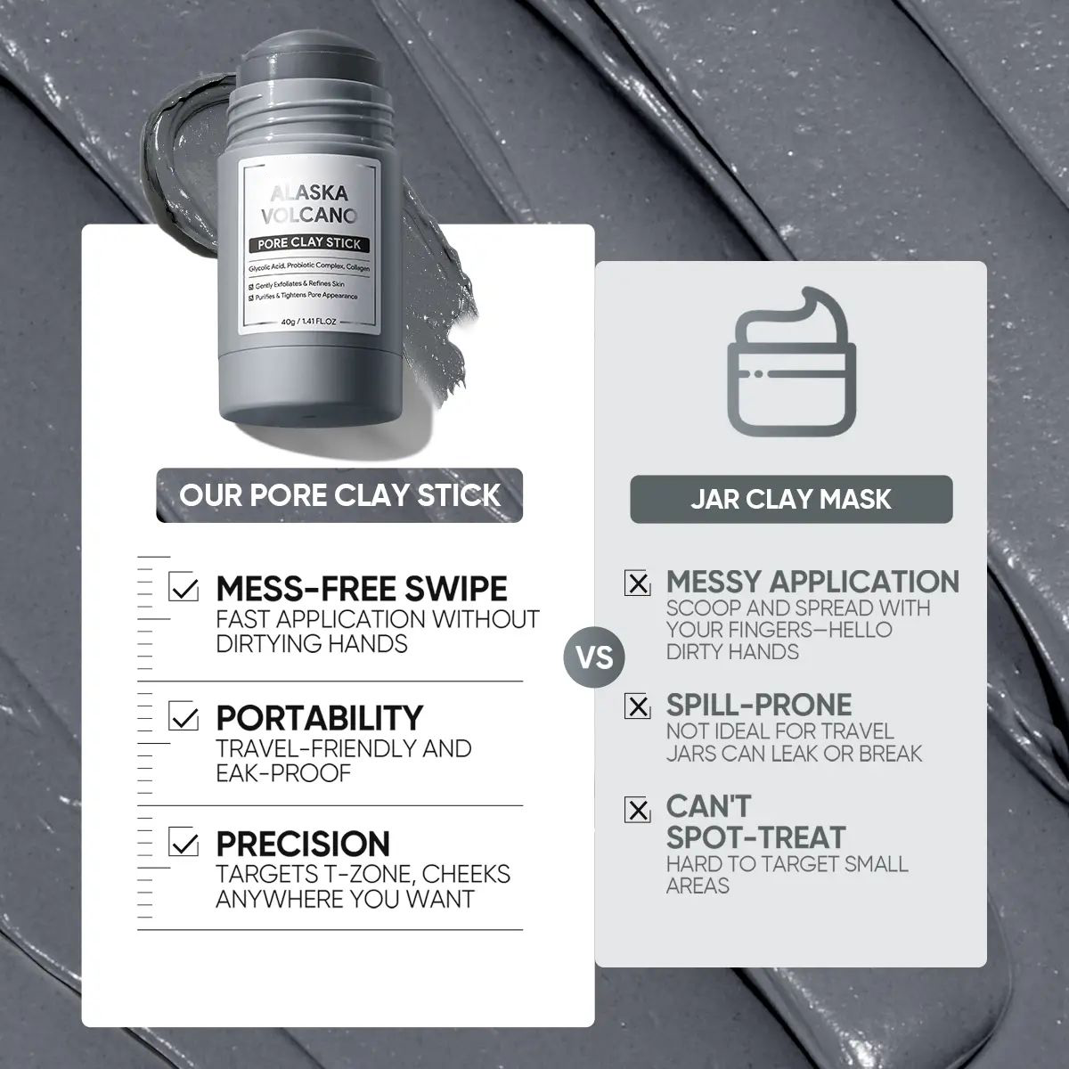 💥Each only $5.9💥Alaska Volcano Pore Clay Stick Cleansing Blackhead Remover Face Mask Stick