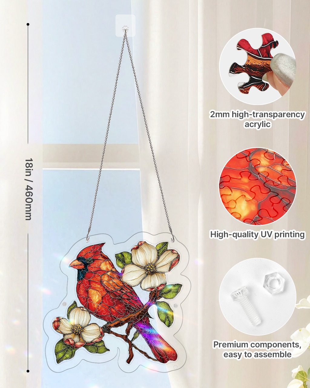 Magnolia Cardinal Light Suncatcher-Acrylic Window Art