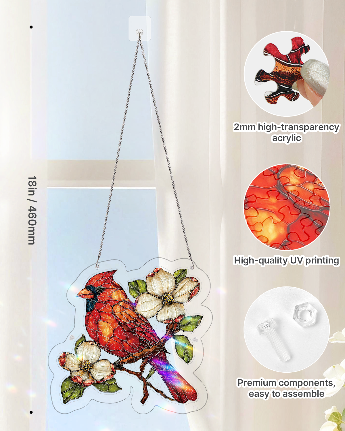 Magnolia Cardinal Light Suncatcher-Acrylic Window Art