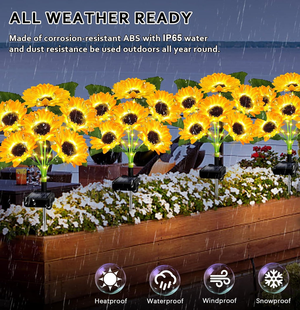 🔥Hot Sale 49% off  Each one $9.9🌟🌻 Solar Powered LED Sunflower Garden Lights Set