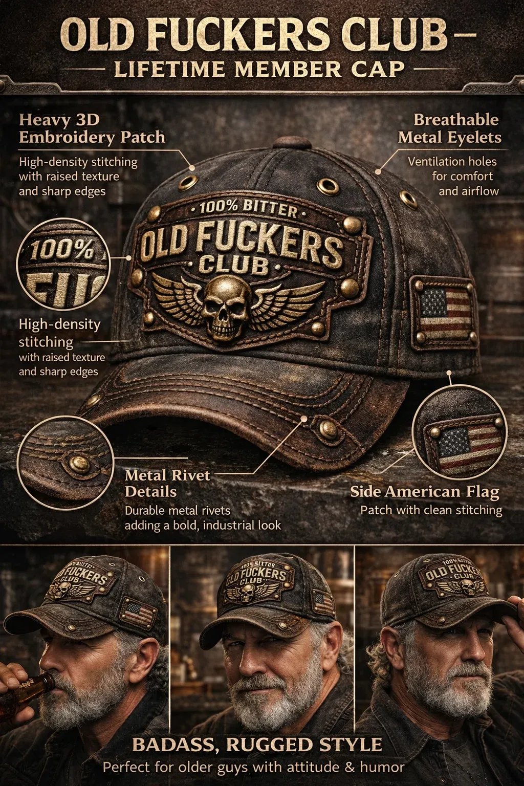 🔥Last Day 50% OFF - Old F*ckers Club Vintage Baseball Cap