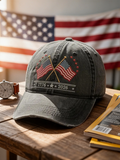 Crossed American Flags 1776-2026 Washed Baseball Cap