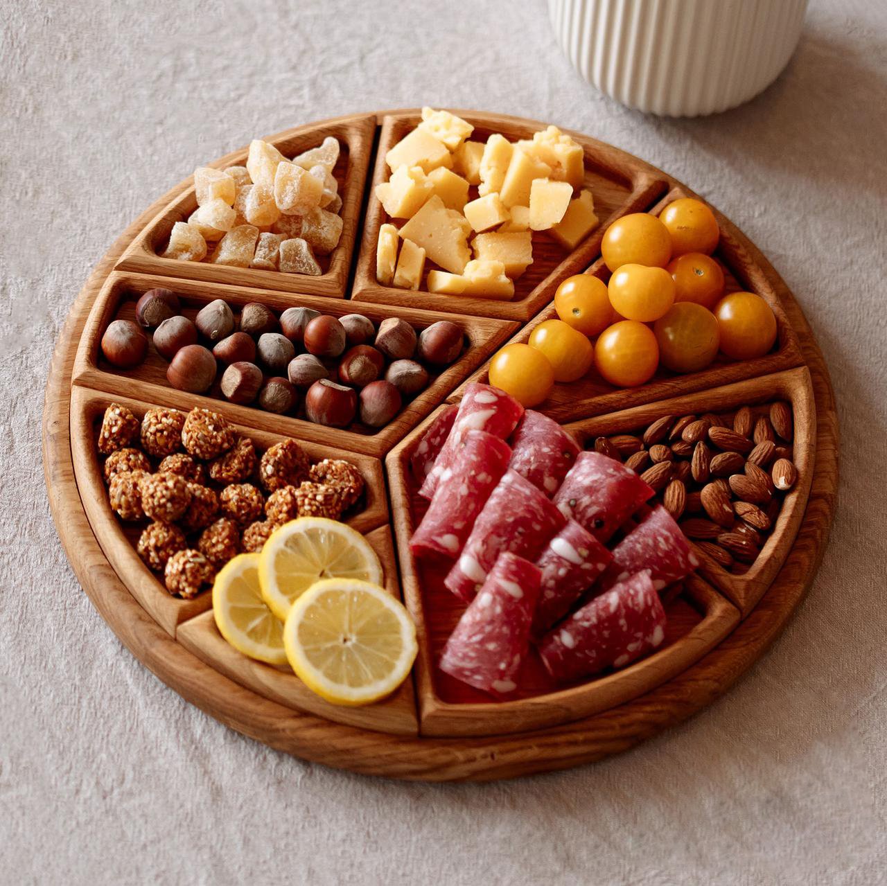 Puzzle Serving Tray - Wood with Removable Compartments