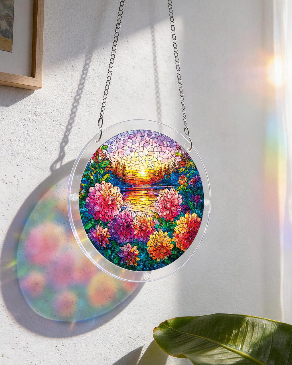 Floral Sunset Haven Light Suncatcher-Acrylic Window Art