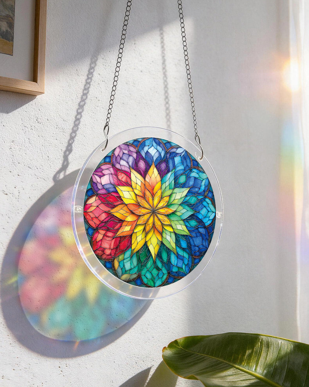 Radiant Flower Wheel Light Suncatcher-Acrylic Window Art