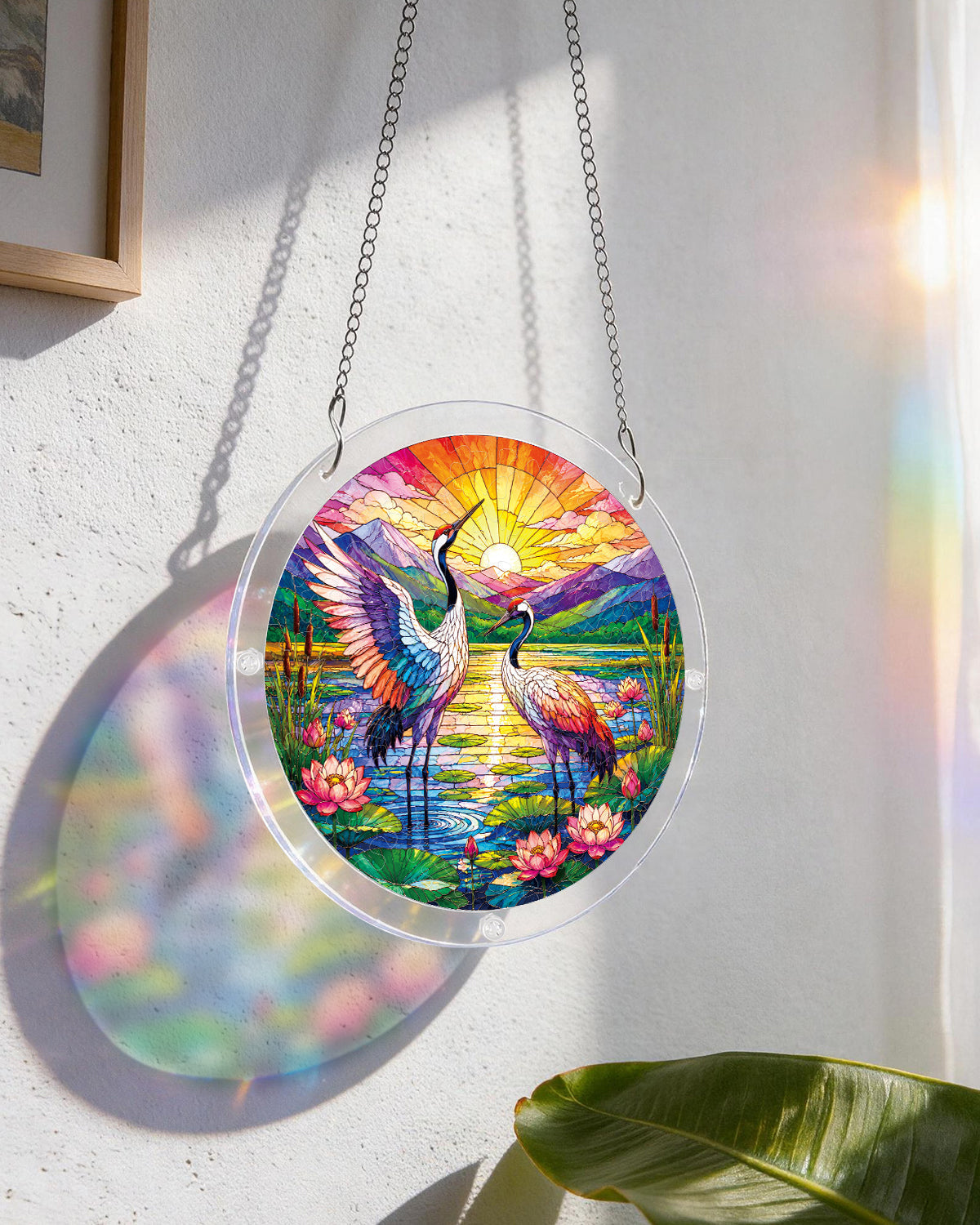 Cranes at Sunrise Light Suncatcher-Acrylic Window Art
