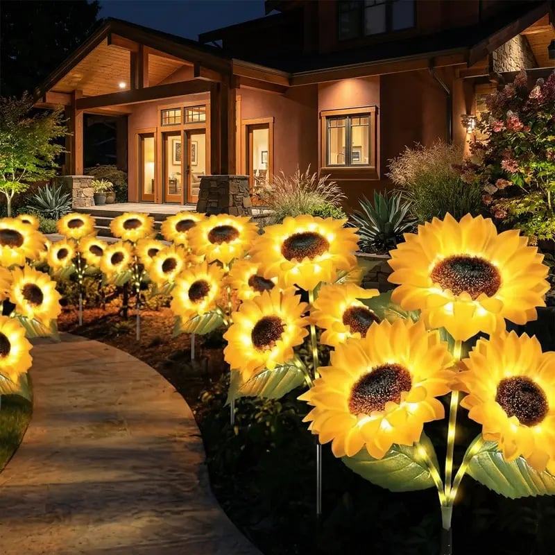 🔥Hot Sale 49% off  Each one $9.9🌟🌻 Solar Powered LED Sunflower Garden Lights Set