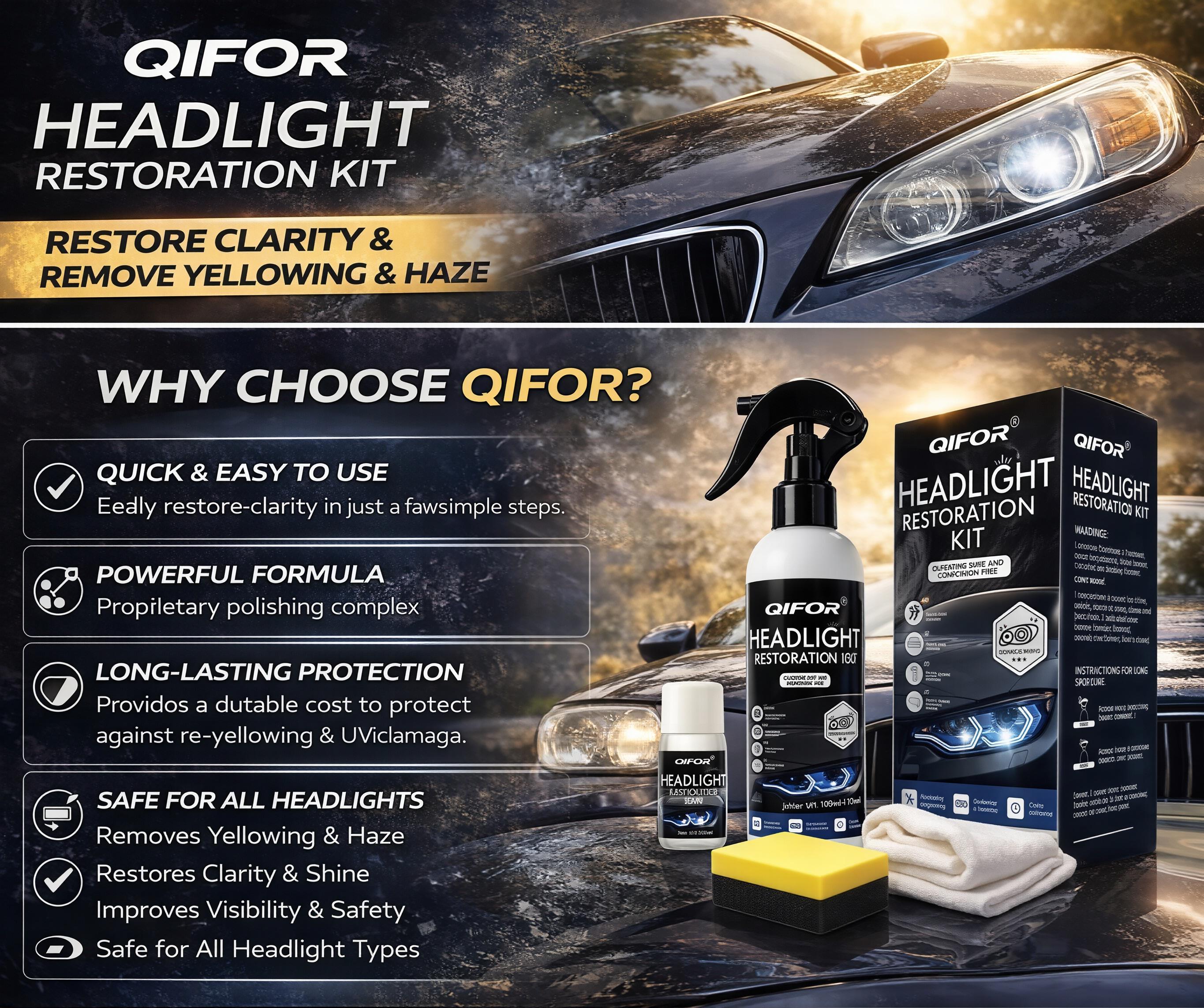 🚗QIFOR Automotive Headlamp Restoration Fluid Oxidized