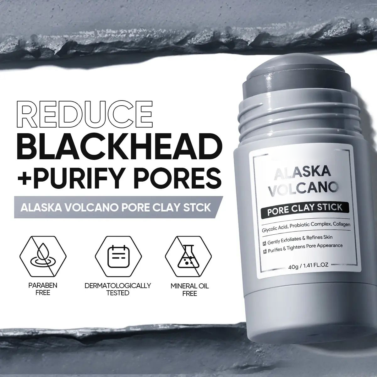 💥Each only $5.9💥Alaska Volcano Pore Clay Stick Cleansing Blackhead Remover Face Mask Stick