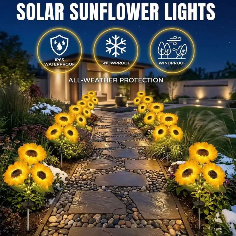 🔥Hot Sale 49% off  Each one $9.9🌟🌻 Solar Powered LED Sunflower Garden Lights Set