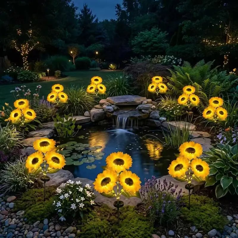 🔥Hot Sale 49% off  Each one $9.9🌟🌻 Solar Powered LED Sunflower Garden Lights Set