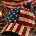 Unisex Retro American Flag Printed Baseball Cap
