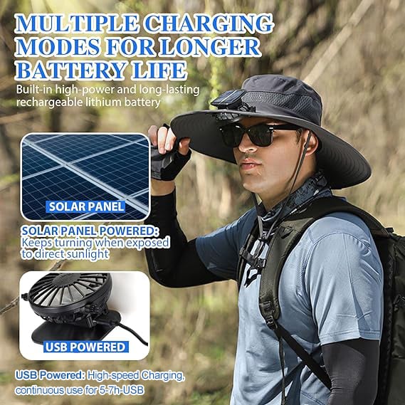 🏆 50K+ SOLD! 49% OFF – Almost Gone-⚡2025 New Ultralight Solar Fan Sun Hat – Lighter Than a Baseball!⚾(Only 11oz)