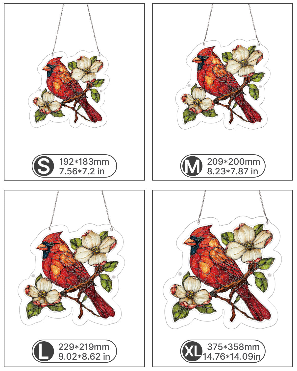 Magnolia Cardinal Light Suncatcher-Acrylic Window Art