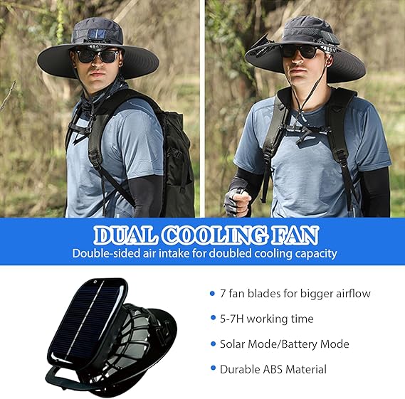 🏆 50K+ SOLD! 49% OFF – Almost Gone-⚡2025 New Ultralight Solar Fan Sun Hat – Lighter Than a Baseball!⚾(Only 11oz)