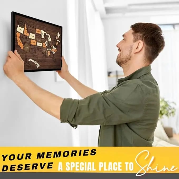 🔥Last Day 49% OFF - Wooden USA Travel Map Puzzle🧩A Stylish Way to Track Your Journey & Memories