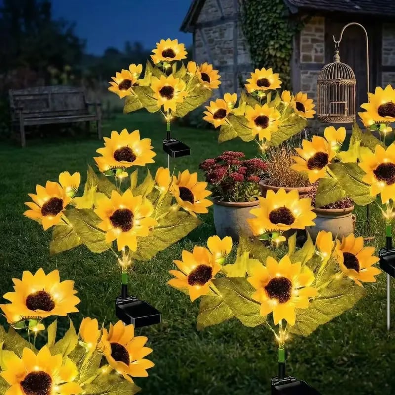 🔥Hot Sale 49% off  Each one $9.9🌟🌻 Solar Powered LED Sunflower Garden Lights Set