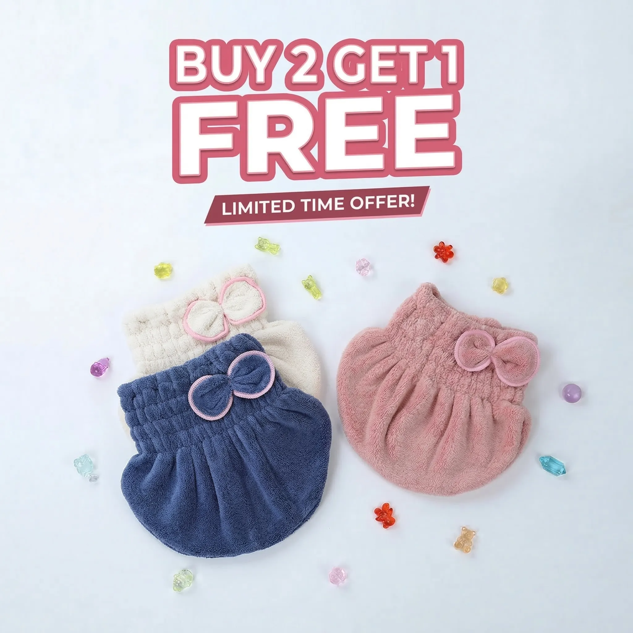 🔥BUY 2 GET 1 FREE TODAY & Ultra-Plush Anti-Frizz Hair Towel Caps